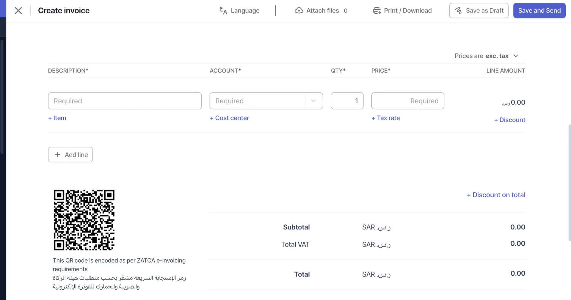 Create a tax invoice on wafeq